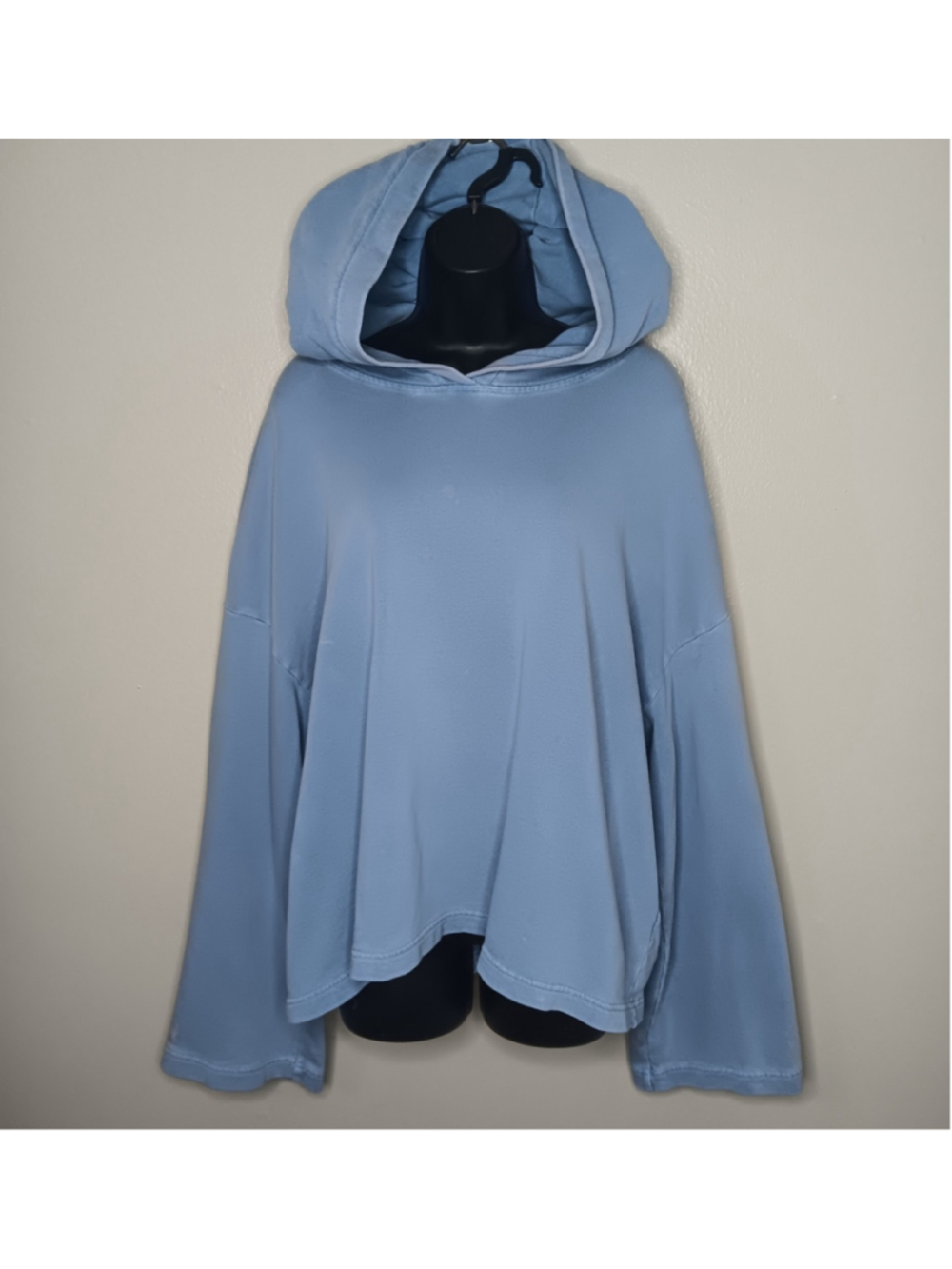 ARKET Women's Large Hoodie Oversized Sweatshirt Blue Terry Cloth Relaxed Fit